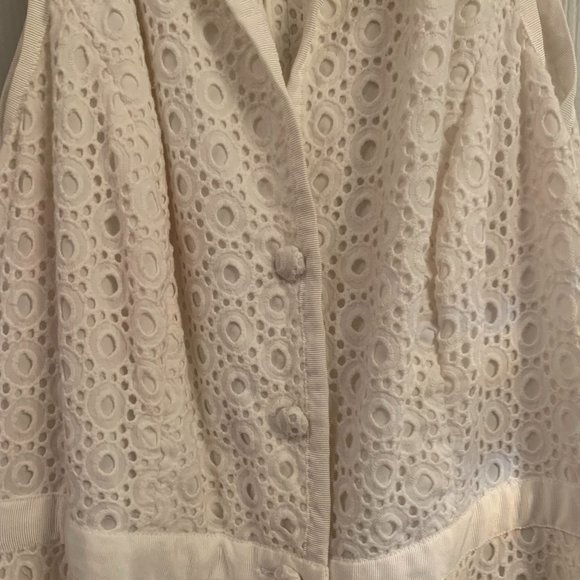 Carmen Marc Valvo White Eyelet Shirtdress - Picture 5 of 5
